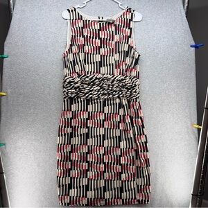 Taylor Black, White, and Pink Patterned Midi Dress